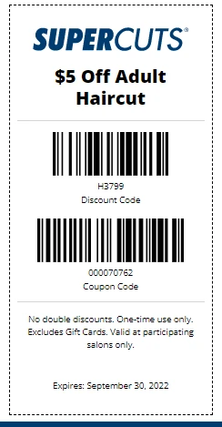 Supercuts Coupons $5 off 2022
